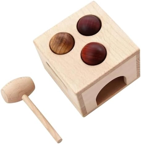 Amagogo Children Percussion Game Wooden Ball Hammer Toy Pound and Drop Box Learning Playset Hand Eye Coordination Toy Solid Wood Unpainted Build for Smooth Feel Suitable for Preschool Home playroom by Unknown