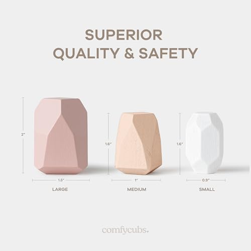 Comfy Cubs Stacking Rocks 36 Pieces, 36 Months+, Educational Toddler Stacking Blocks, Promotes Imagination, Balance & Fine Motor Skills - Wooden Rocks Sensory Toys Gift for Kid, Girl Pack - Image 6