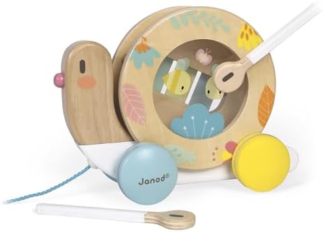 Janod - Pure - Pull Along Snail Wooden Musical Toy - Ages 1+ - Image 7