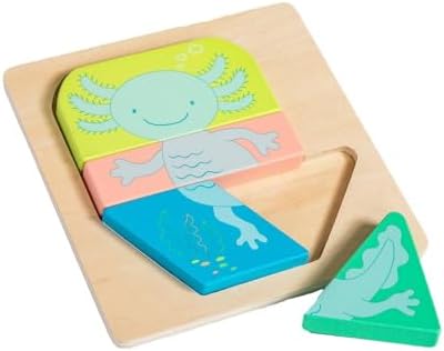 Mary Meyer LittleWood Puzzles Wooden Puzzle for Toddlers, Preschool Gift for 18+ Months, Fun & Educational Baby Toy, 5.5 x 5.5-Inches, Axolotl - Image 3