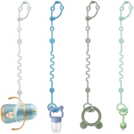 LittleHugs Toy Straps for Baby, Adjustable Toy Holder for Stroller Accessories, Silicone Tether Pacifier Clip, No Throw Travel Essential Leash for High Chair, Car Seat (boy-4 Pack) by LittleHugs