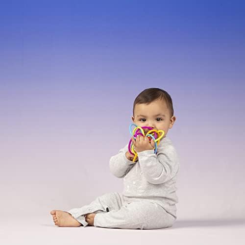 Manhattan Toy Winkel Rattle & Sensory Teether Toy, Blue/Green/Orange, 5 Inch x 4 Inch x 3.5 Inch - Image 4