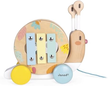 Janod - Pure - Pull Along Snail Wooden Musical Toy - Ages 1+ - Image 3