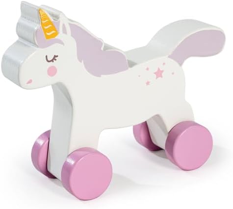 Mentari Toys - Magic Unicorn - Wooden Push Along Unicorn on Wheels - First Movement Toy for Toddlers - Encourages Balance, Coordination and Confidence - Age 6m+ by MentariToys