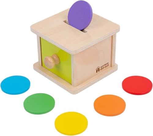 Adena Montessori Coin Box, Yellow-Green Door, 6-12m by AdenaMontessori