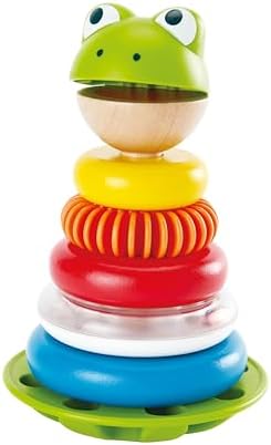 Hape Mr. Frog Stacking Rings | Multicolor Wooden Ring Stacker Play Set, Educational Toy for Children by Unknown