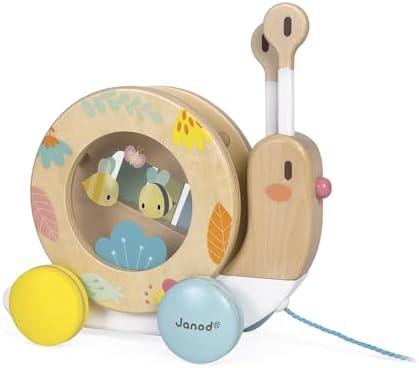 Janod - Pure - Pull Along Snail Wooden Musical Toy - Ages 1+ - Image 4