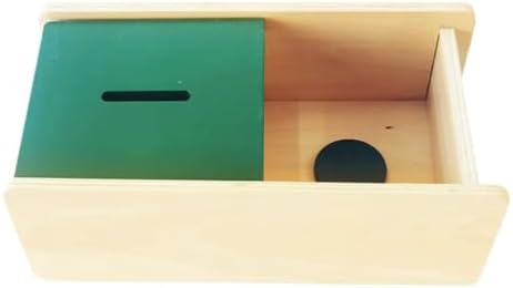 Montessori Coin Box & Practical Life Activity Set - Wooden Coin Drop Box, Savings Bank with Coins & Felt Cup by Unknown