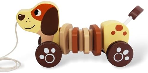 Baby Toys Car,Wooden Pull Along Toy for Toddlers 1 2 3 Year Olds by WoodenEdu