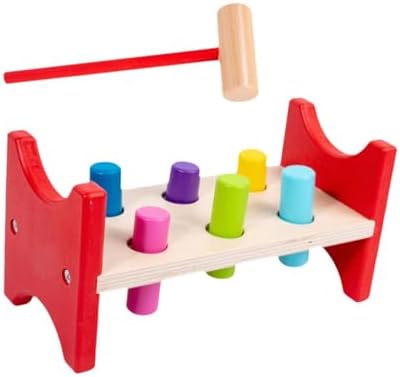 Simhoa Wooden Pounding Bench Toy with Mallet, Rectangle 7.5 x 3.4 x 3.7 in, Fine Motor Skills Activity for Toddlers - Image 7