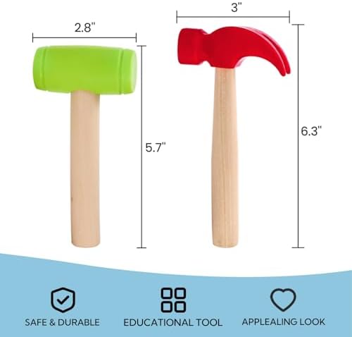 10 Pack Kids Hammer Toy, Wooden Simulation Maintenance Tools - Image 2
