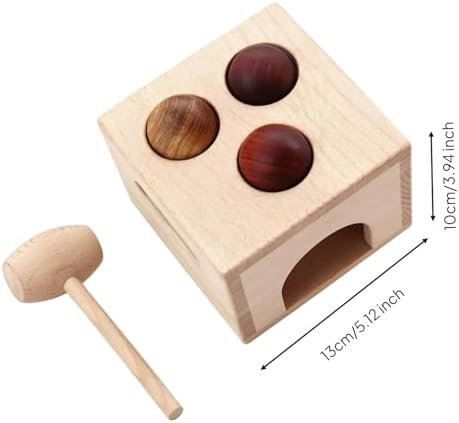 Amagogo Children Percussion Game Wooden Ball Hammer Toy Pound and Drop Box Learning Playset Hand Eye Coordination Toy Solid Wood Unpainted Build for Smooth Feel Suitable for Preschool Home playroom - Image 2