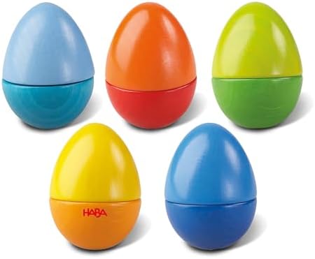 HABA Fun with Sounds Wooden Eggs - 5 Acoustic Sounds, Made in Germany, Kids Musical Instruments, Toddler Sensory Toys Montessori Toys for 2 yrs+ by HABA