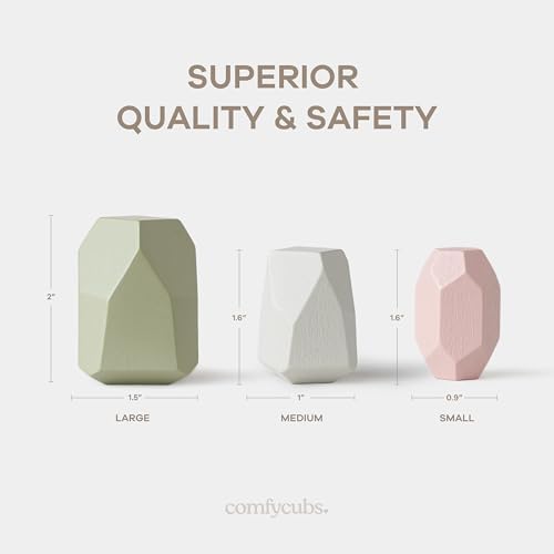 Comfy Cubs Stacking Rocks 36 Pieces, 36 Months+, Educational Toddler Stacking Blocks, Promotes Imagination, Balance & Fine Motor Skills - Wooden Rocks Sensory Toys Gift for Kid, Neutral Pack - Image 6