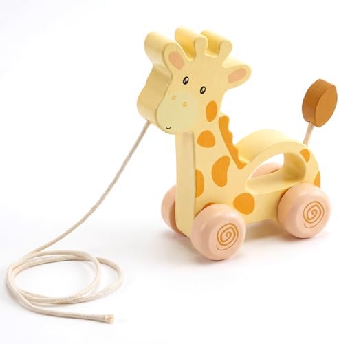 Baby Toys Car,Wooden Pull Along Toddler Toy, Developmental Toy for 1 Year Old Girl Boy Birthday Gift (Small Giraffe) by WoodenEdu