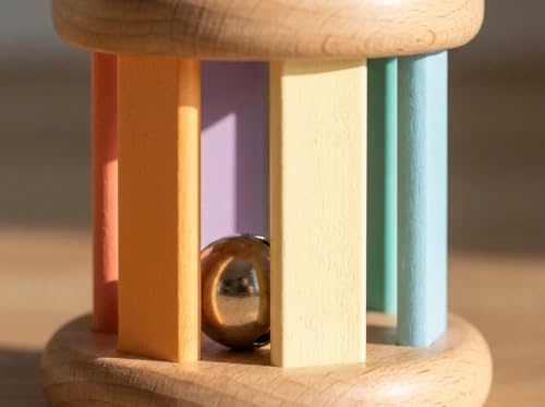 Montessori-Inspired Wooden Rolling Bell Rattle, Tummy Time Toy for Infants - Image 5