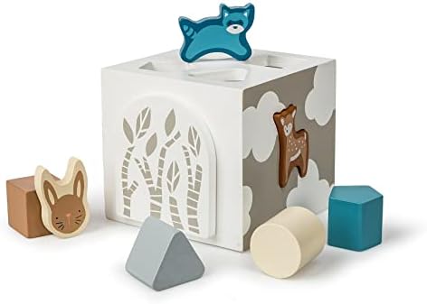 Mary Meyer Leika Wooden Toys Shape Sorter Cube Montessori Toys for 18+ Months Old Toddler Preschool Gifts, 5 x 4.75-Inches, Woodland Animals by MaryMeyer