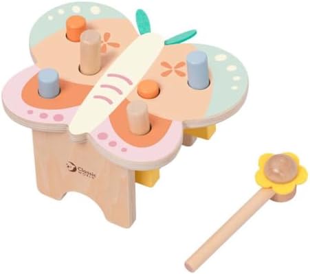 Classic World Wooden Toy Hammer Bench Butterfly for Toddlers - Image 2