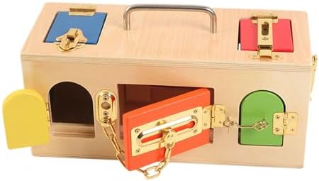Montessori Lock and Key Toy, Wooden Latches Board Busy Board for Toddlers,Lock Box - Image 2