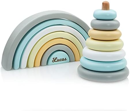 BUSY PUZZLE Wooden Ring Stacker, Baby Nursery Decor, Wooden Baby Toy, Montessori Toys, Pyramid Toy, Sensory Toy, Stacking Toys by BusyPuzzle