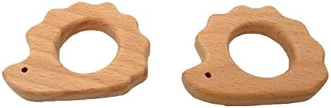 2pcs Natural Wooden Hedgehog Montessori Toy Pendant Pure Natural Beech Wood Animal Shape for Handmade Home Decoration Craft Accessory (Hedgehog 2pcs) - Image 4