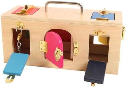 Montessori Lock and Key Toy, Wooden Latches Board Busy Board for Toddlers,2 piece Set - Image 2