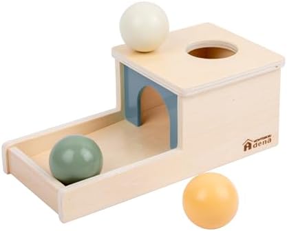 Adena Montessori Object Permanence Box, 3 Wooden Balls, Morandi Colors by AdenaMontessori