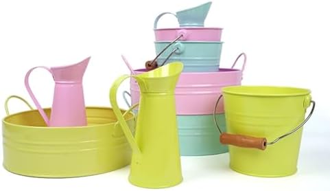 Montessori Washing Work Set, Metal Basin, Bucket & Pitcher Set, Kids Practical Life Sensory Toy,Blue - Image 2