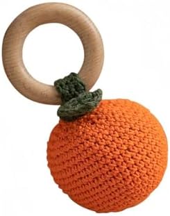 Wooden Baby Rattle Toys Stuffed Crochet Rattle with Teether Ring for Newborn Babies Fruit Wooden Teether Toy Infant Toddler Handcrafted Crochet Rattles Cute Shower Gifts for Boy and Girls by HALAAVAUVA
