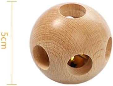 Montessori Wooden Bell Rattle Ball - Natural Beechwood Sensory Toy, Auditory & Tactile Development Ball with Bell - Image 6