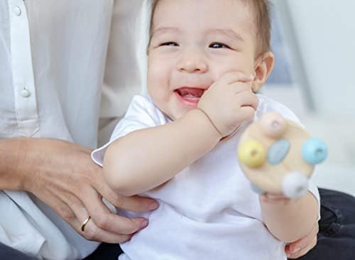 PlanToys Wooden Bell Rattle and Teether Toy (5250) | Pastel Color Collection |Sustainably Made from Rubberwood and Non-Toxic Paints and Dyes - Image 6