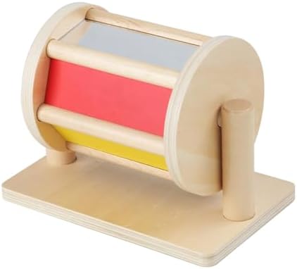 Rotating Drum Rolling Drum Roller, Color Recognition, Wooden Toy with Mirror and Bell for Children Infant Toy by TTETTZ