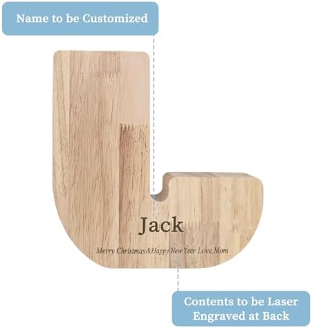 Wooden Letter Piggy Bank for Kids Boys Girls,Personalized Piggy Bank (Laser Engraving),A-Z Letters Coin Bank Money Box Customized Name, for Family Christmas Birthday Gift (J) - Image 2
