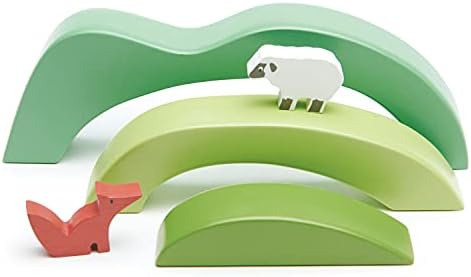 Tender Leaf Toys - Green Hills View - Wooden Stacking, Building Toy Stacker, Blocks - Open-Ended Toy Set with Green Hills View for Inspires Creative and Imaginative Roleplay - Age 3+ by TenderLeaf