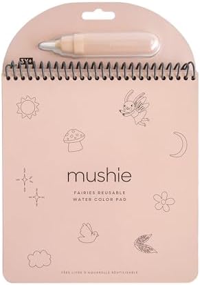 mushie Fairies Reusable Water Color Pad | Montessori Travel Activity Fairy Tale Book + Refillable Brush for Toddlers 3 Years+ by mushie