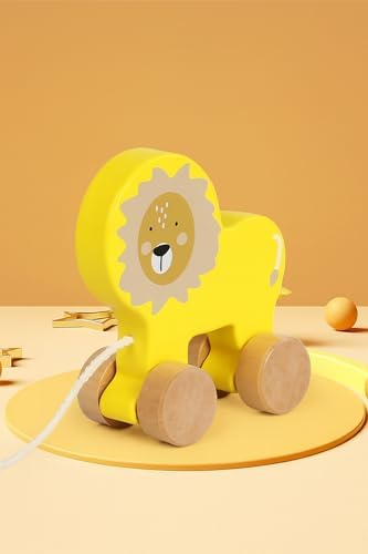 Wooden Pull Toy Push and Pull Lion Pull Along Walking Toy for Baby Toddler by Unknown