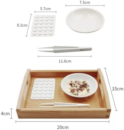 Montessori Tweezers Transfer & Sorting Set, with Wooden Tray, Ceramic Bowl, Plastic Tweezers & Sorting Board - Image 5
