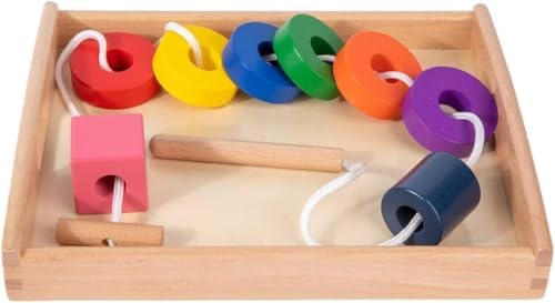 Adena Montessori Wooden Lacing Bead Set with Tray, 1-3y - Image 6