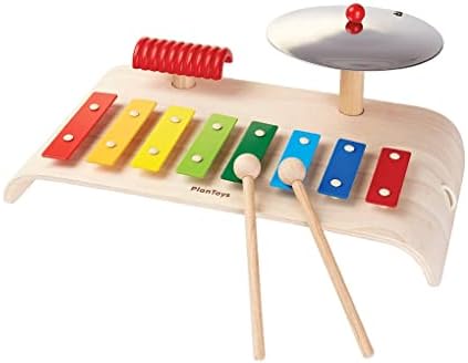 PlanToys® Musical Set Wooden Montessori Drum, Cymbal & Xylophone Kids Toy by PlanToys