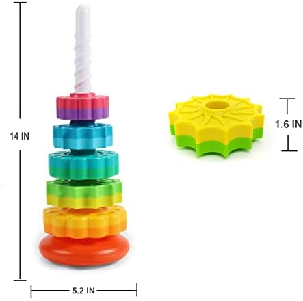 LUCKFUTURE Spinning Stacking Toys, Educational Toddler Toy Stacking Rings Baby Toys, Montessori Toy for Girls and Boys, Spin Gears Christmas Birthday Gift for 1-3 Year Old - Image 4
