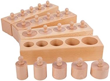 Montessori Toys for Babies 6-12 Months Wooden Knob Log Cylinder Blocks Development Sensory Toys for Toddlers Montessori Baby Games Educational Toys(4 Piece Set) - Image 2