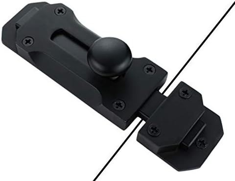 Matte Black Solid Aluminium Slide Bolt Latch, Large Size Thickened Door Barrel Bolts Latches, Heavy Duty Security Gate Sliding Latch Lock (5.5 Inch, Black Tone) by Your+Partner+of+Quality+Homes