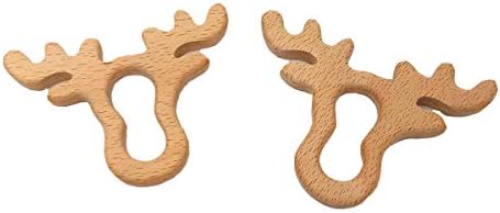 2pcs Natural Wooden Antlers Montessori Toy Pendant Pure Natural Beech Wood Animal Shape Toys for Handmade Necklace/Bracelet (Antlers 2pcs) - Image 4