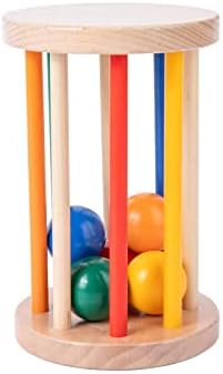 Montessori Toys for Babies 6-12 Months Wooden Rolling Drum Montssori Baby Sensory Toys for Wooden Rattle Spinning Rainbow,Boys and Girls Baby Gifts by YunHeXinQiaoToysFactory