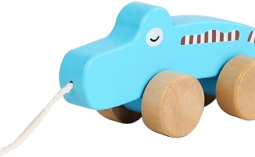 Wooden Pull Along Toy Pull Toy Birthday Gift Cute, Developmental Toy Wood Pulling Toy Wooden Wheel Animal Toy Boys Girls Kids, Crocodile - Image 3
