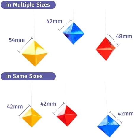 Geometric Octahedron in Same Size Hanging Mobile,Montessori Mobile, Yellow Blue Red, Wooden Dowel - Image 6