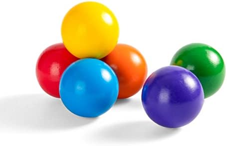 1.8 Inch Montessori Wooden Rainbow Balls, Colorful/Pastel/Natural Wooden Ball Toys for Toddler & Baby Grasping, Preschool Learning Material, Educational Counting Toy - 6 Pcs by MerryHeartWoodenToy