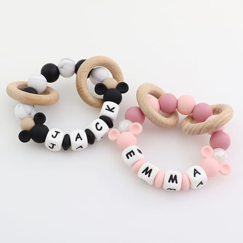 Personalized Baby Teether Rattle with Name (Black) - Image 3