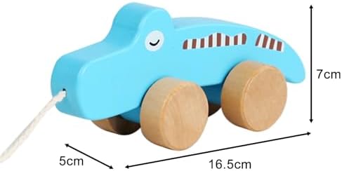 Wooden Pull Along Toy Pull Toy Birthday Gift Cute, Developmental Toy Wood Pulling Toy Wooden Wheel Animal Toy Boys Girls Kids, Crocodile - Image 4