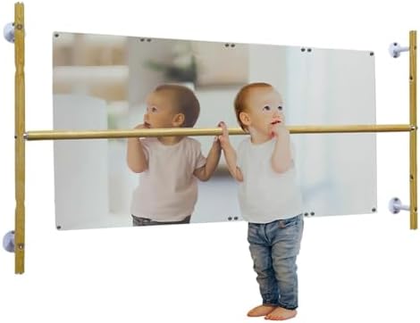 Montessori Coordination Mirror Set with 4ft Pull-Up Bar - Help Babies Build Balance, Confidence & Motor Skills | Ideal for Tummy Time, Crawling & First Steps | Safe for Home Use by Pull+and+Stair